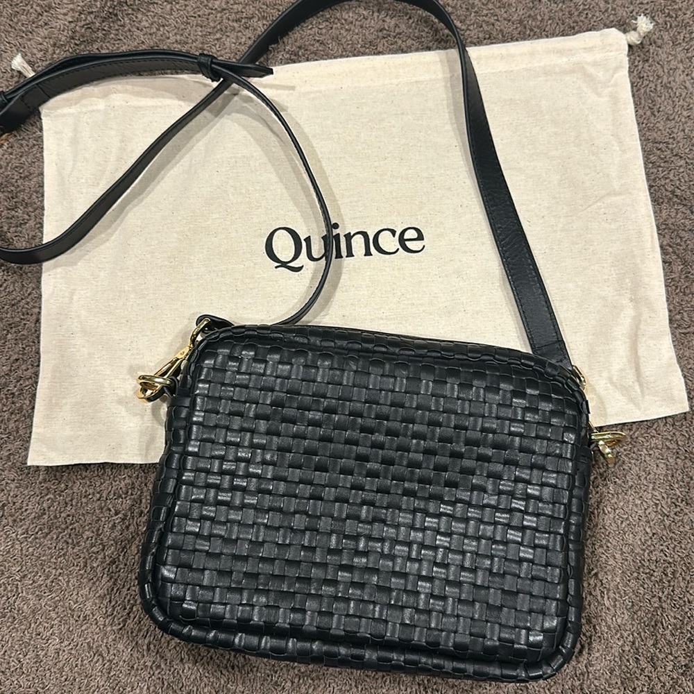 Quince Italian Leather Woven Crossbody